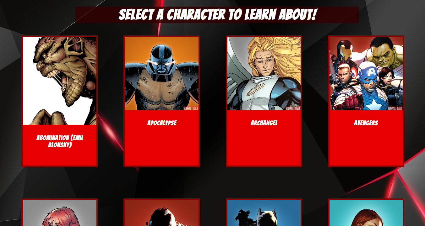 marvel character screenshot